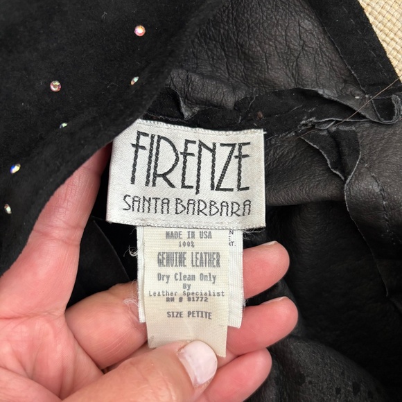 Firenze Santa Barbara Vintage Black Suede Mini Dress with Rhinestones - Picture 6 of 6